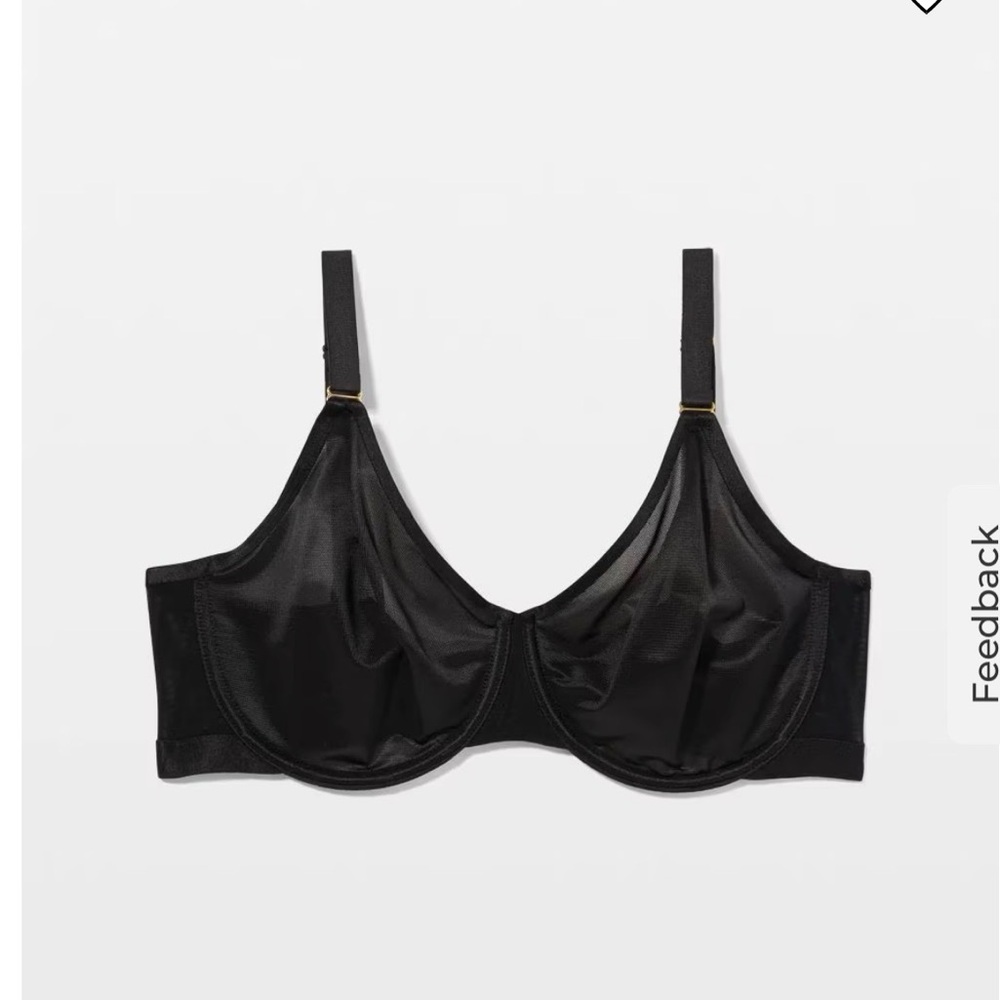 Soma Black Satin Underwire Bra with Adjustable Straps